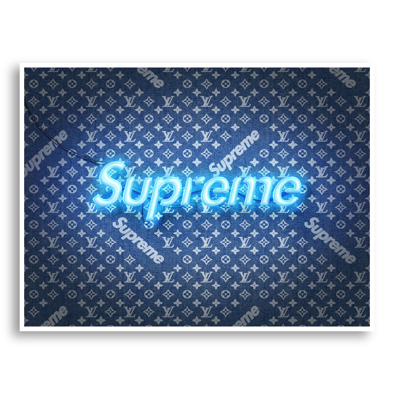 Supreme On LV Denim Art Print Supreme On LV Denim Art Print