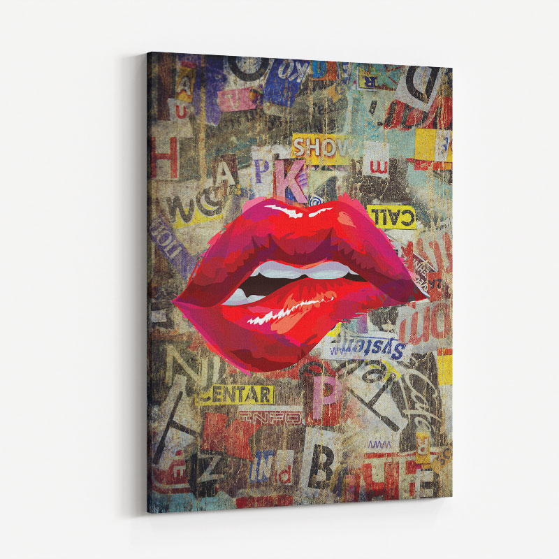 Grunge Red Lips Art Print