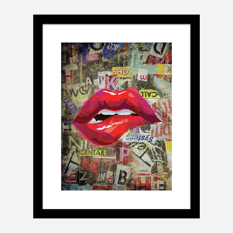 Grunge Red Lips Art Print