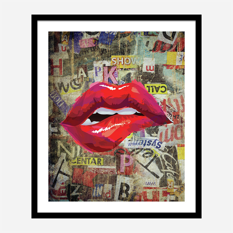 Grunge Red Lips Art Print