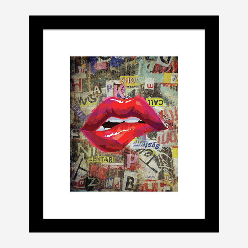 Grunge Red Lips Art Print