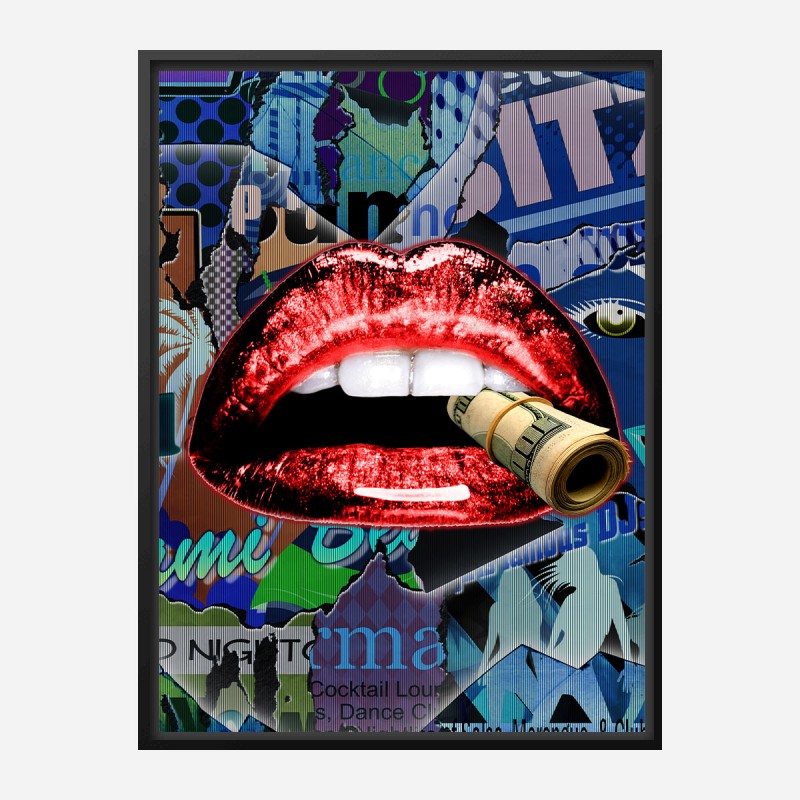 Red Lips With Dollars Art Print