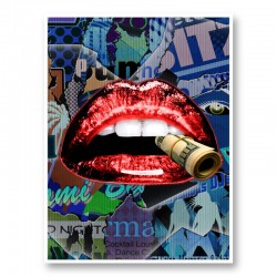 Red Lips With Dollars Art Print