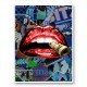 Red Lips With Dollars Art Print