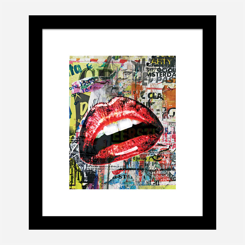 Red Lips Grunge Art Print