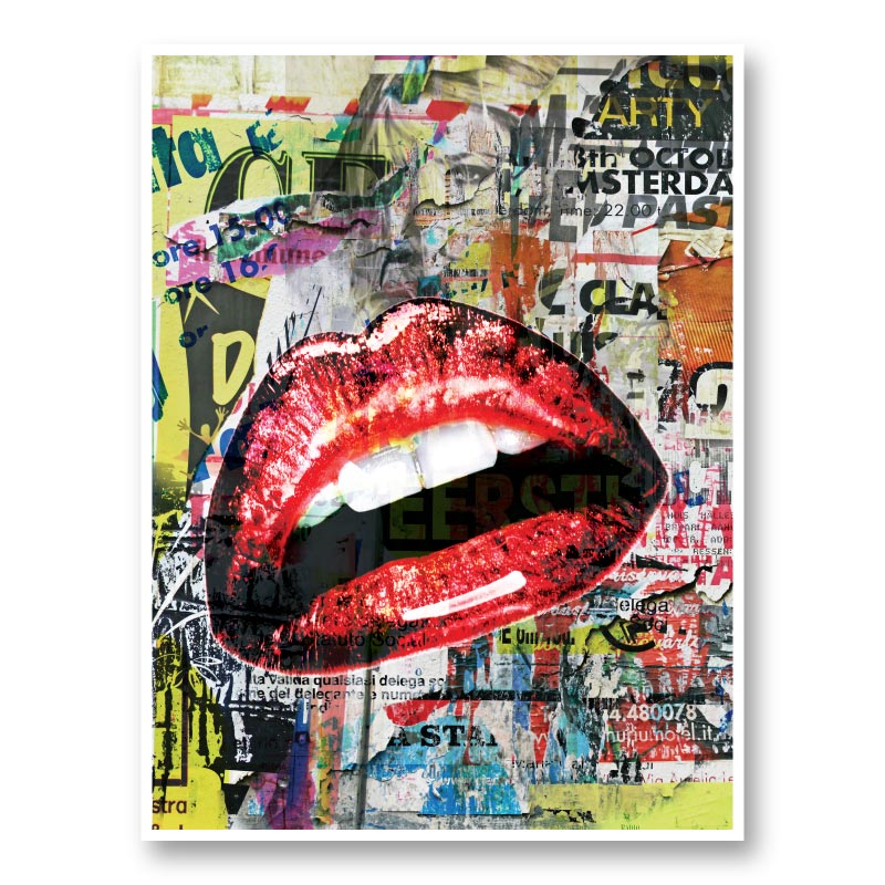 Red Lips Grunge Art Print