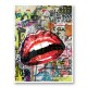 Red Lips Grunge Art Print