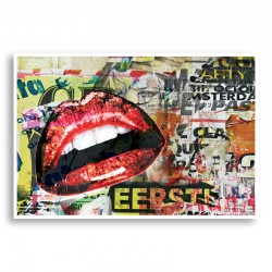 Red Grunge Lips Wall Art