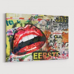 Red Grunge Lips Wall Art