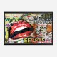 Red Grunge Lips Wall Art