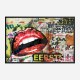 Red Grunge Lips Wall Art