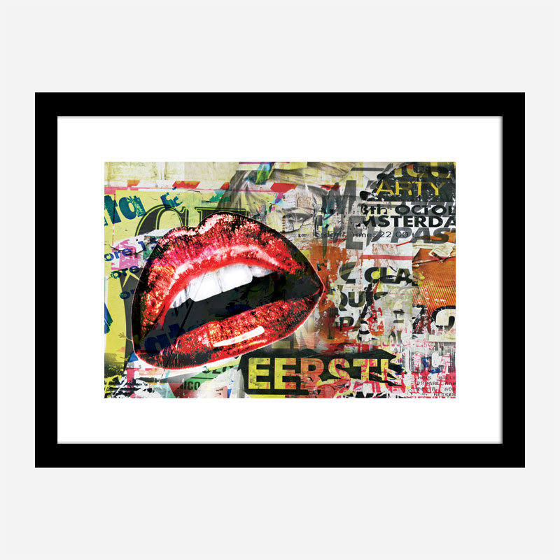 Red Grunge Lips Wall Art