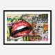 Red Grunge Lips Wall Art