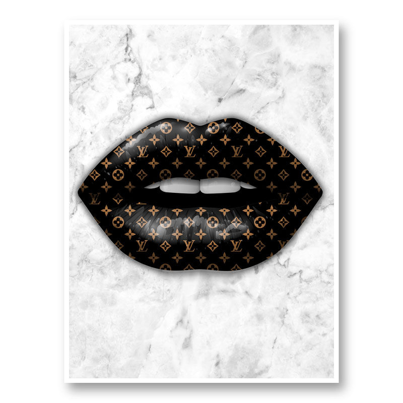 LV Black Lips On Marble Art Print LV Black Lips On Marble Art Print