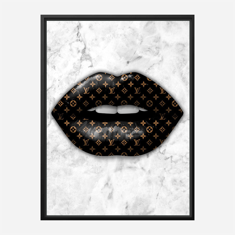 LV Black Lips On Marble Art Print LV Black Lips On Marble Art Print