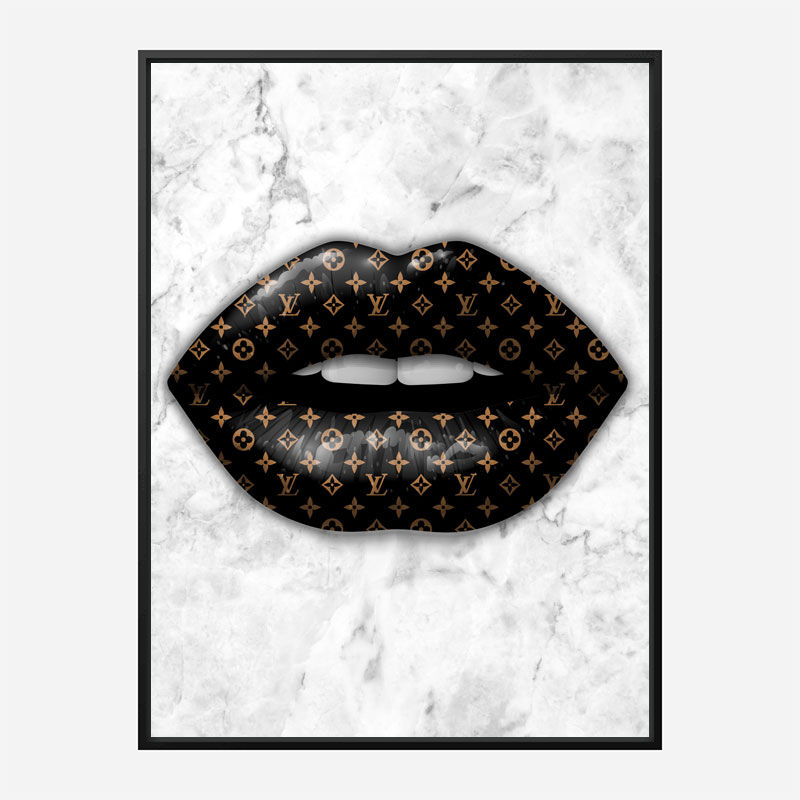 LV Black Lips On Marble Art Print LV Black Lips On Marble Art Print