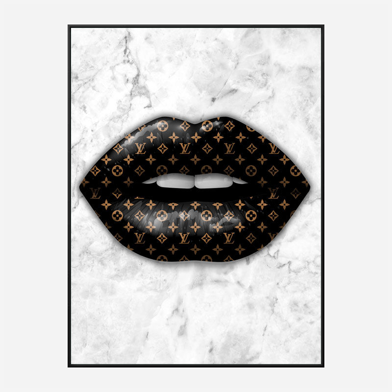 LV Black Lips On Marble Art Print LV Black Lips On Marble Art Print