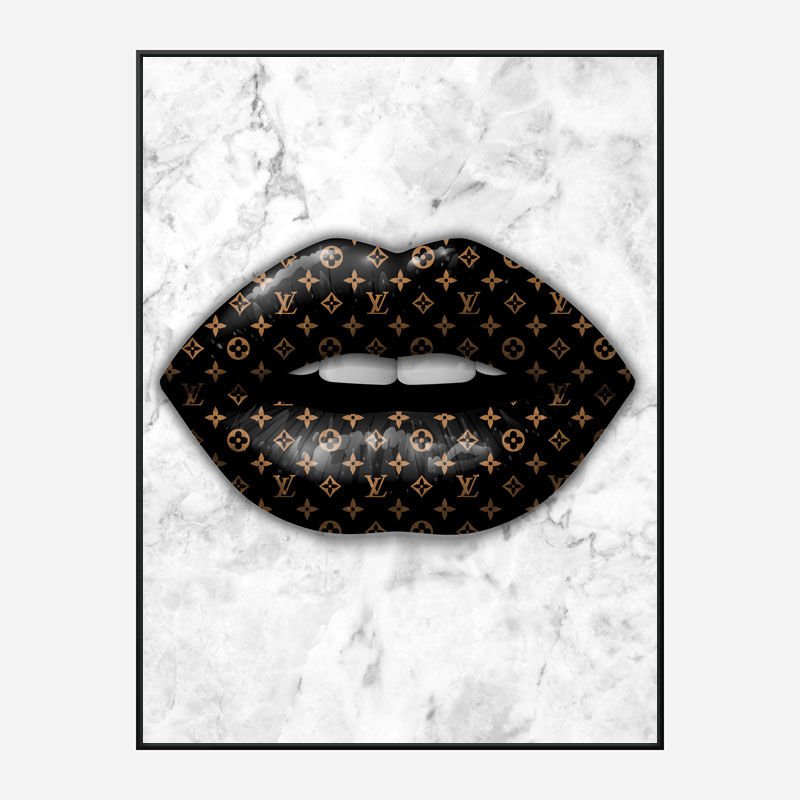 LV Black Lips On Marble Art Print LV Black Lips On Marble Art Print