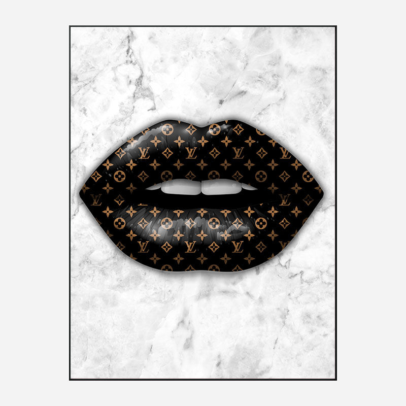 LV Black Lips On Marble Art Print LV Black Lips On Marble Art Print