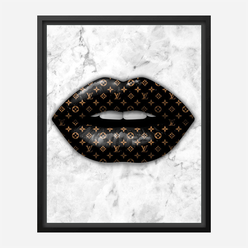 LV Black Lips On Marble Art Print LV Black Lips On Marble Art Print