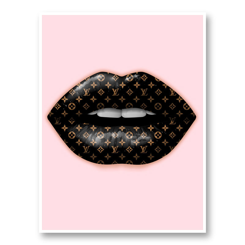 LV Black Lips On Pink Art Print LV Black Lips On Pink Art Print