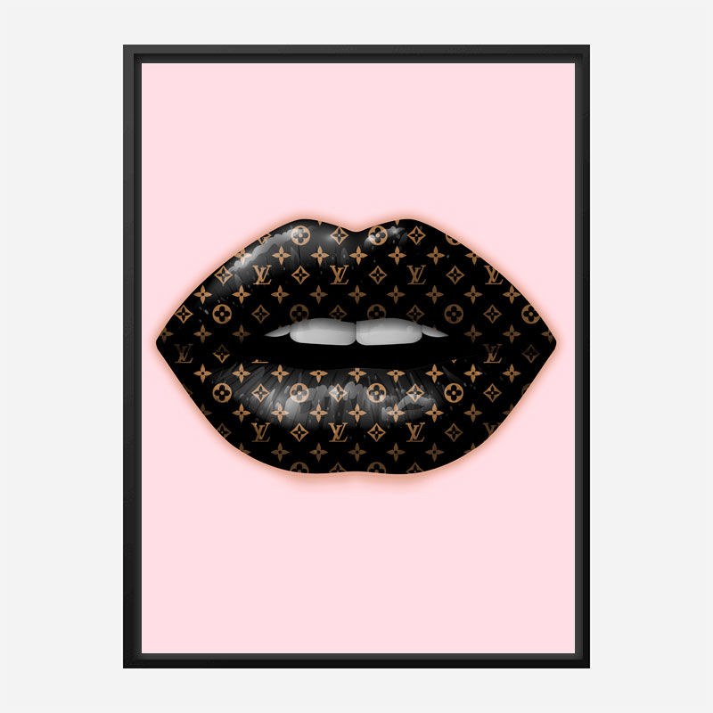LV Black Lips On Pink Art Print LV Black Lips On Pink Art Print