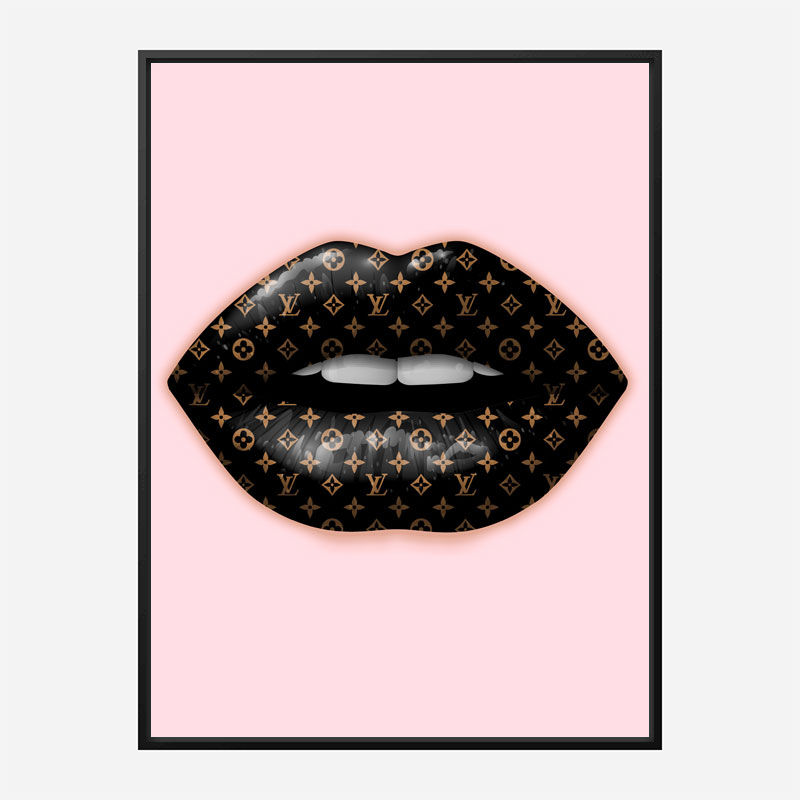 LV Black Lips On Pink Art Print
