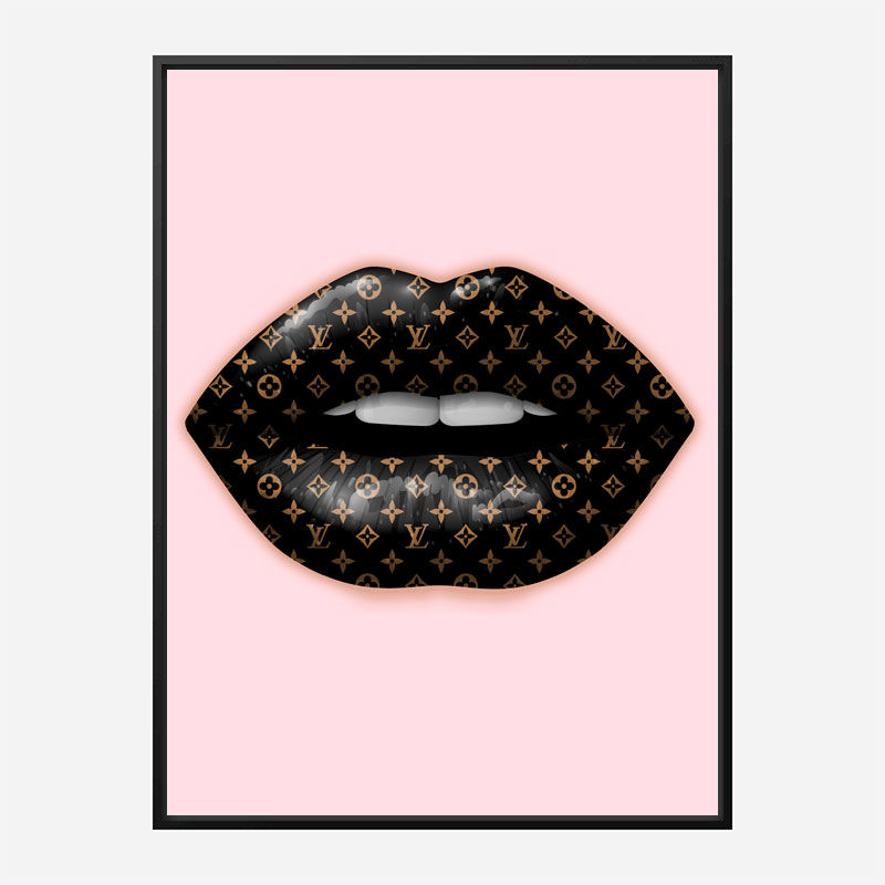 LV Black Lips On Pink Art Print LV Black Lips On Pink Art Print
