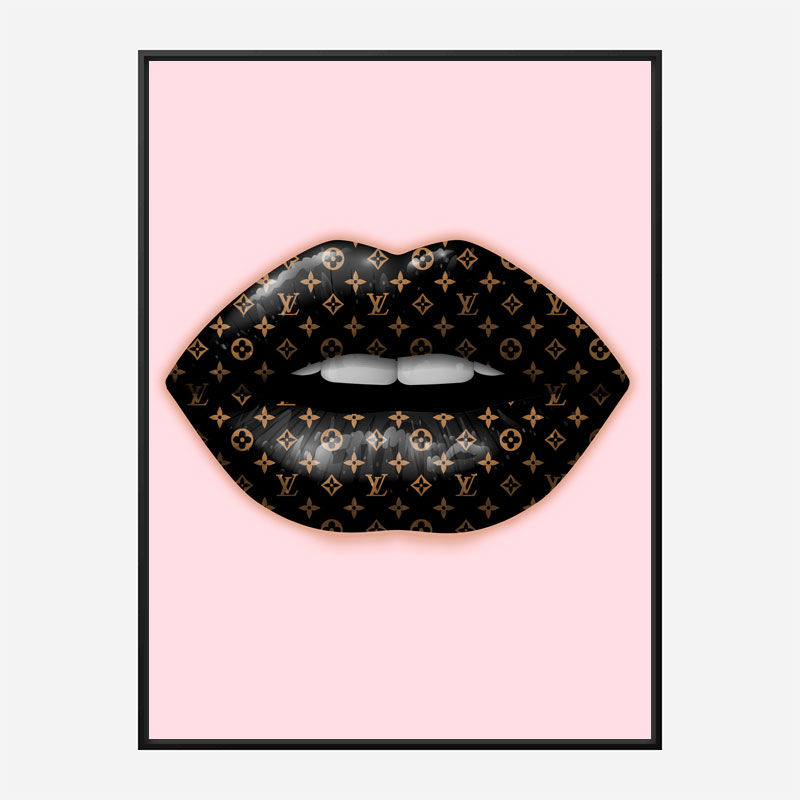 LV Black Lips On Pink Art Print LV Black Lips On Pink Art Print