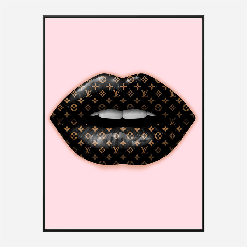 LV Black Lips On Pink Art Print