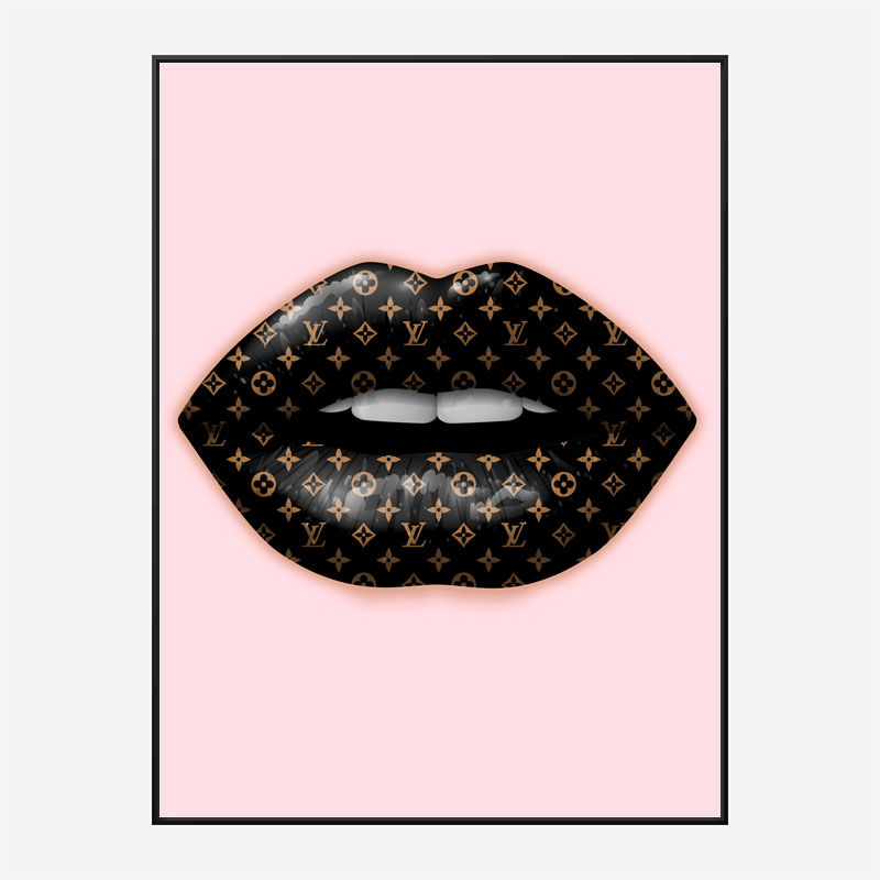 LV Black Lips On Pink Art Print LV Black Lips On Pink Art Print