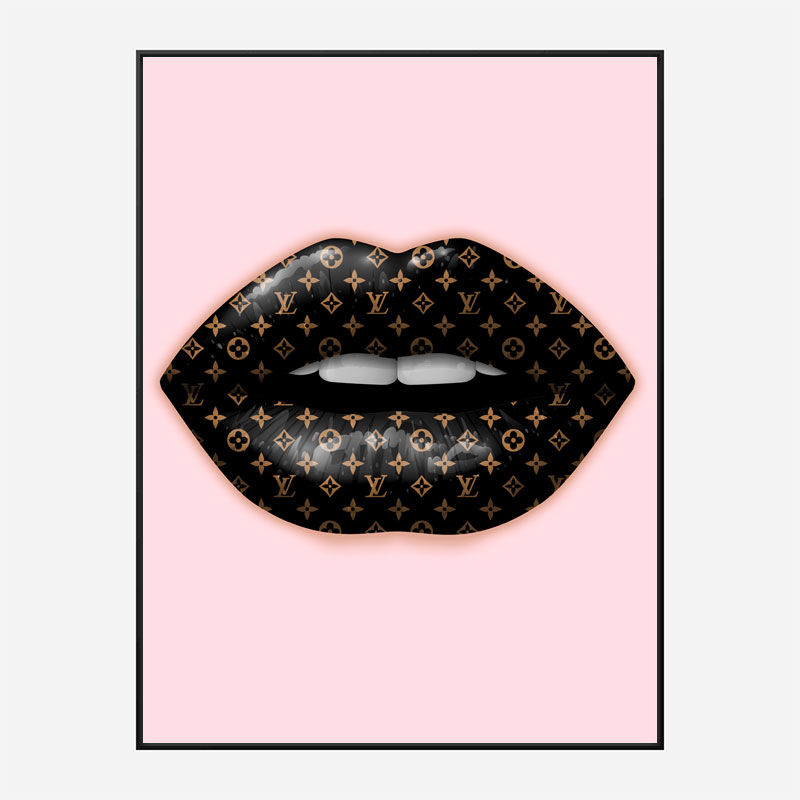 LV Black Lips On Pink Art Print LV Black Lips On Pink Art Print