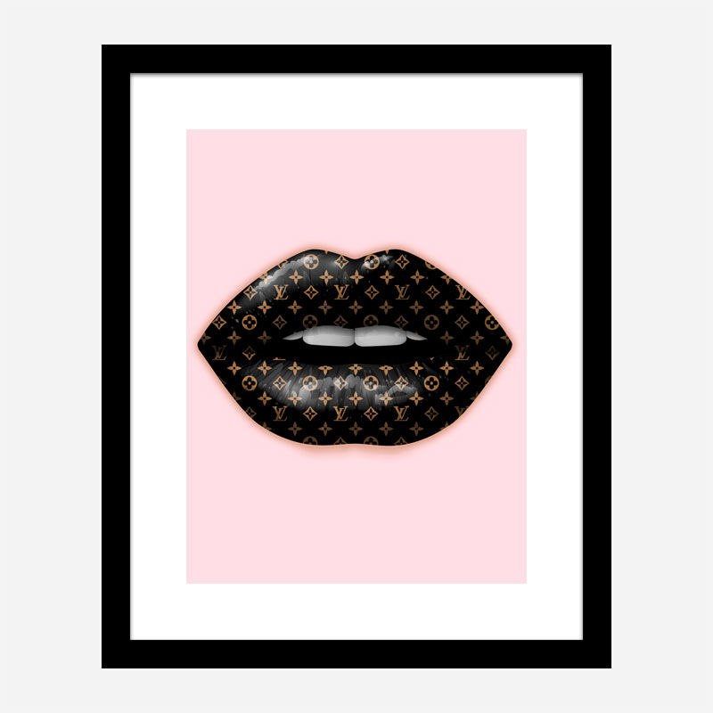 LV Black Lips On Pink Art Print LV Black Lips On Pink Art Print