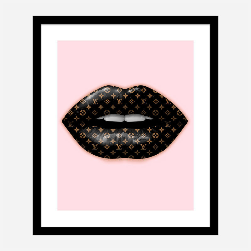 LV Black Lips On Pink Art Print LV Black Lips On Pink Art Print