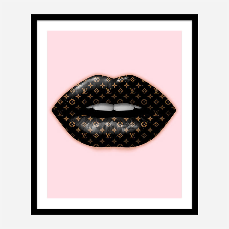LV Black Lips On Pink Art Print LV Black Lips On Pink Art Print