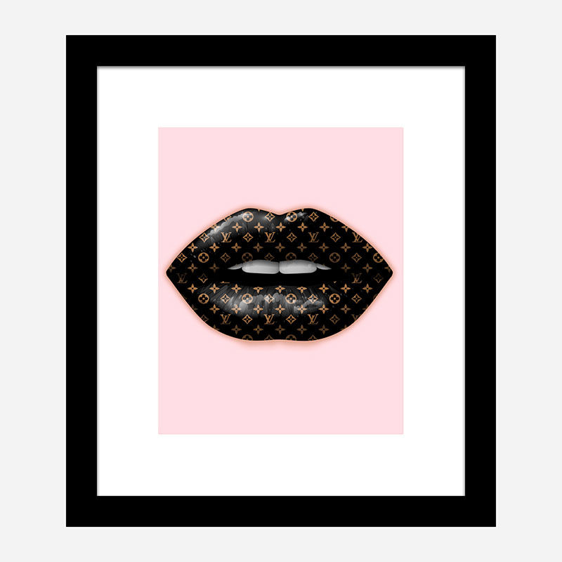 LV Black Lips On Pink Art Print LV Black Lips On Pink Art Print