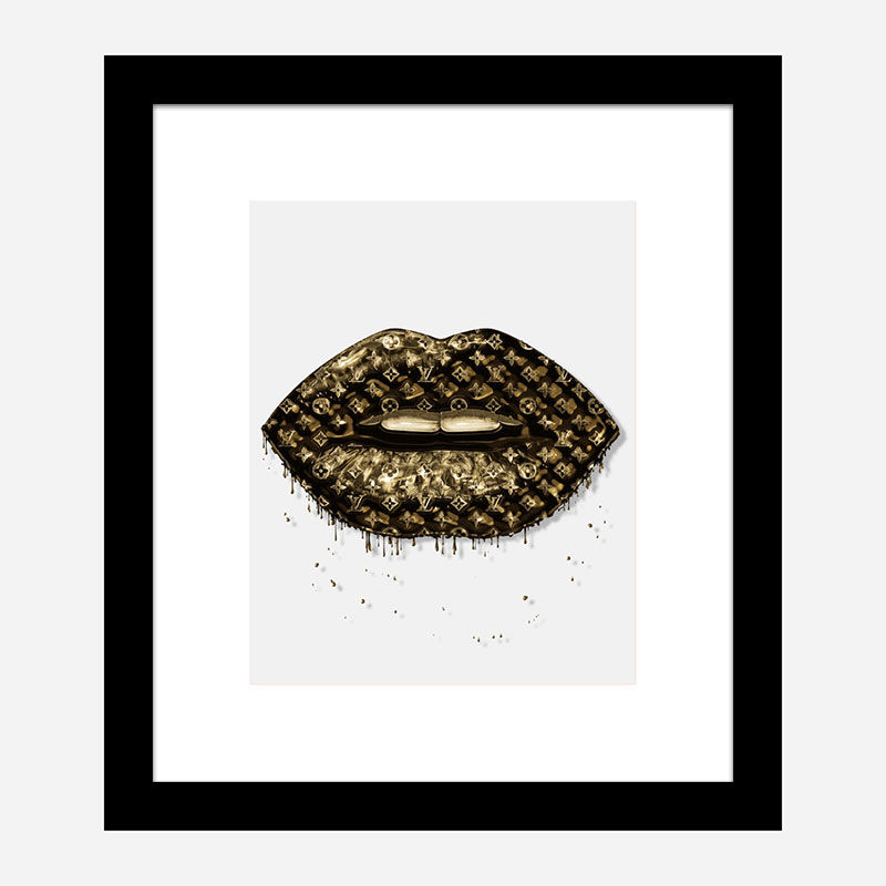 LV Gold Drip Lips Art Print