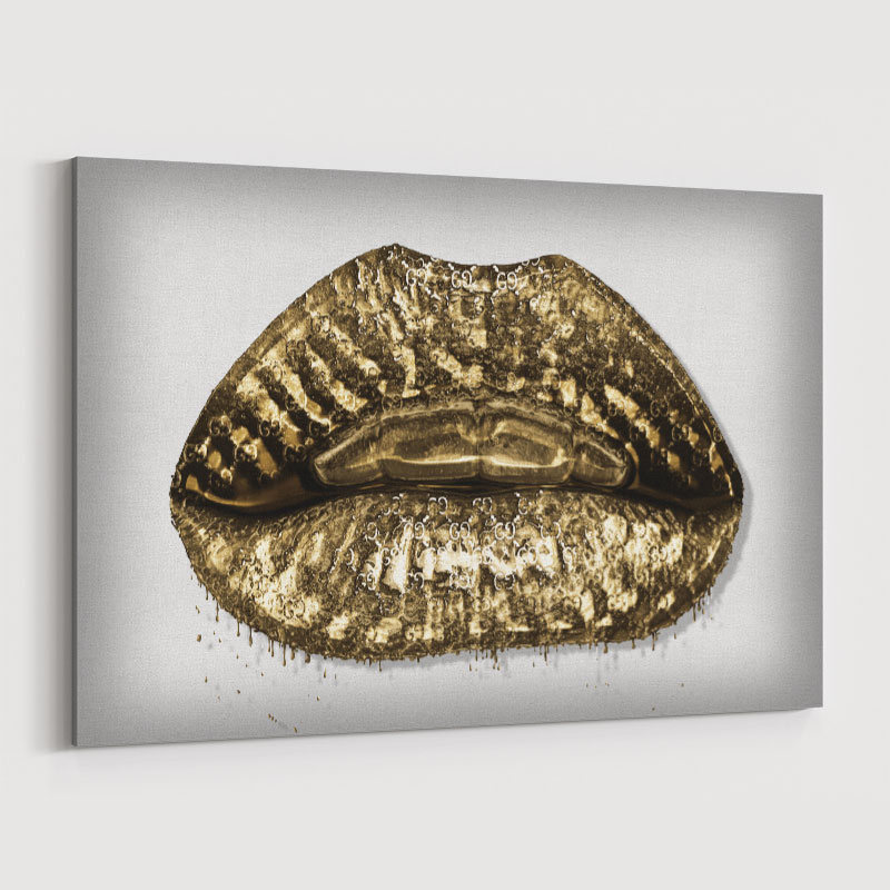 Gucci Gold Lips Wall Art