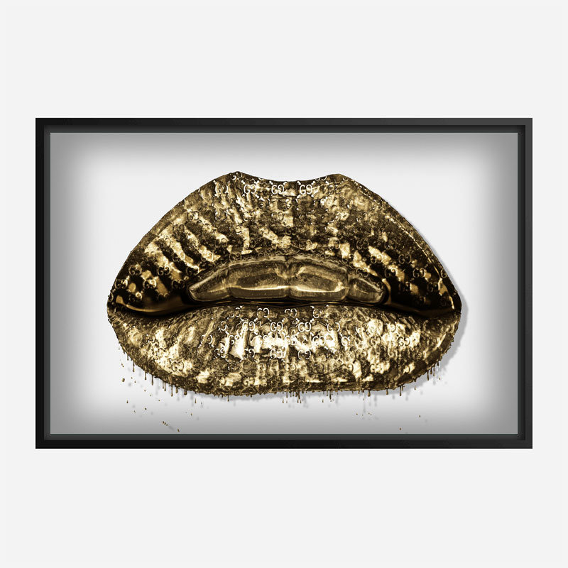 Gucci Gold Lips Wall Art