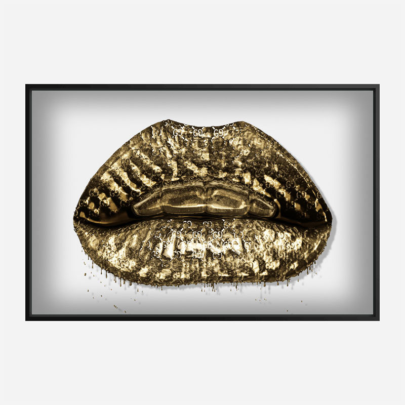 Gucci Gold Lips Wall Art