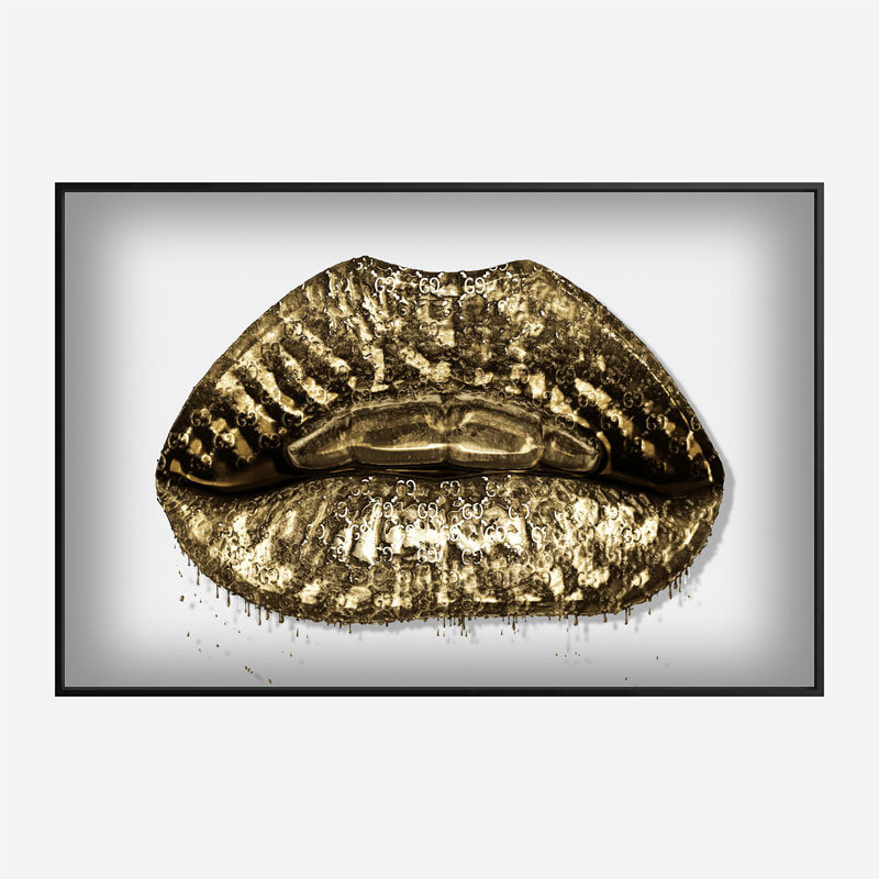 Gucci Gold Lips Wall Art