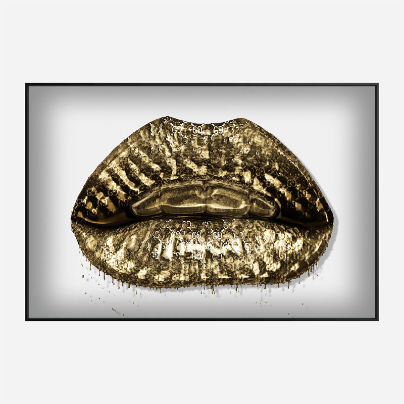 Gucci Gold Lips Wall Art