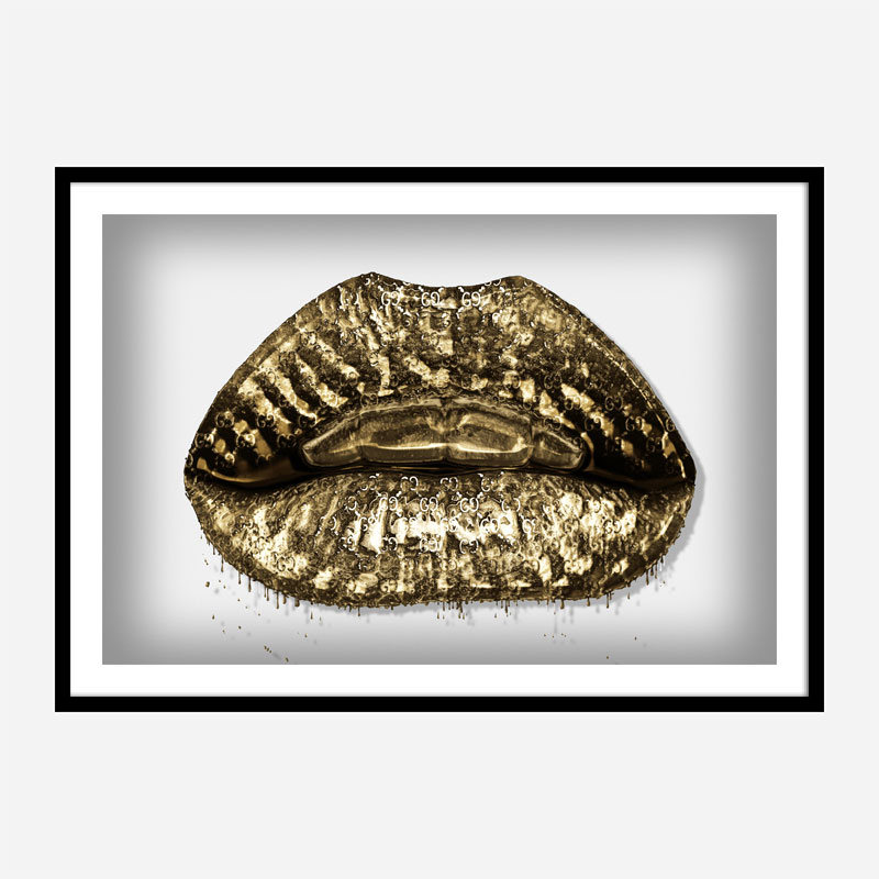 Gucci Gold Lips Wall Art