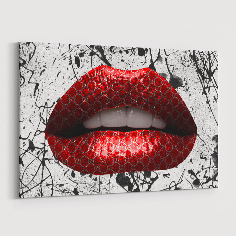 Gucci Red Lips Graffiti Wall Art