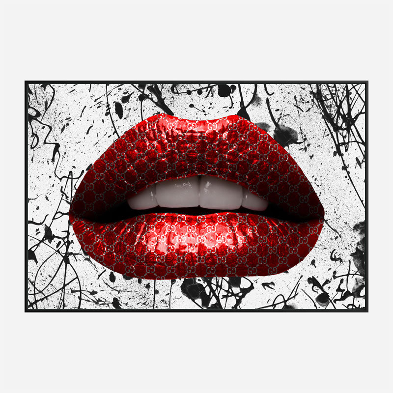 Gucci Red Lips Graffiti Wall Art