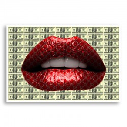 Gucci Dollars Red Lips Wall Art