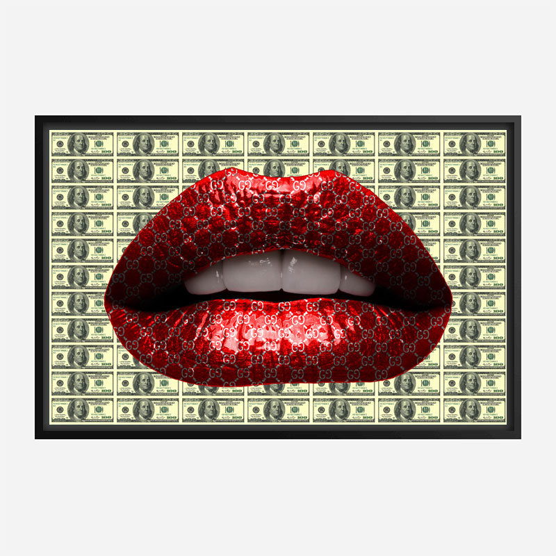 Gucci Dollars Red Lips Wall Art