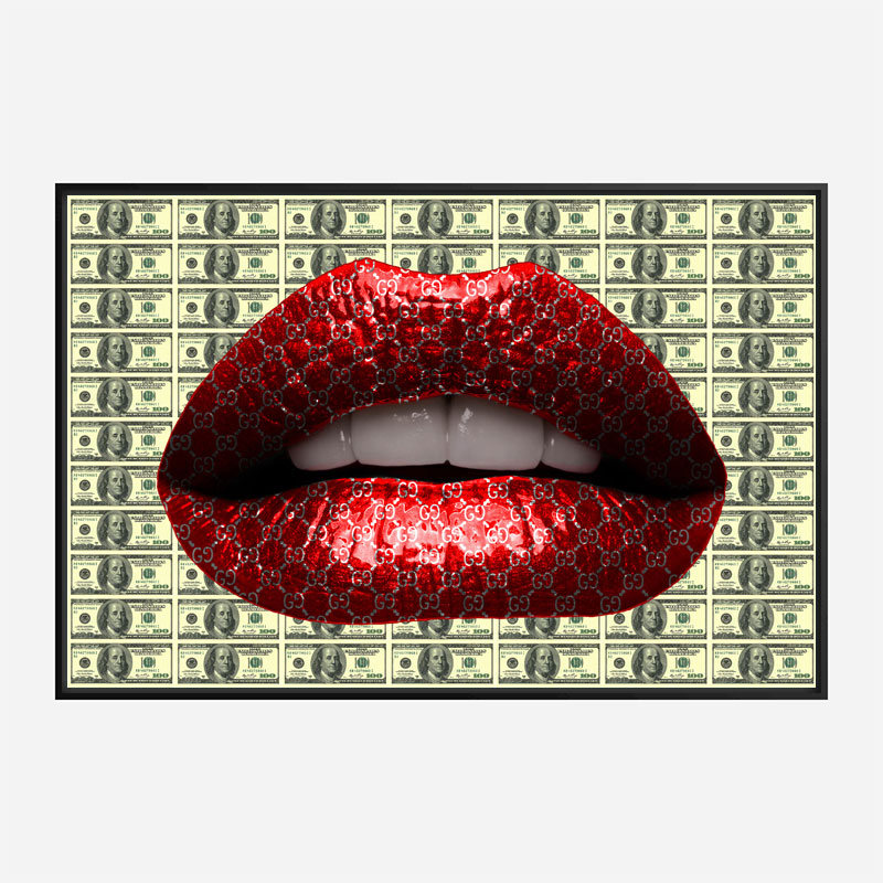 Gucci Dollars Red Lips Wall Art