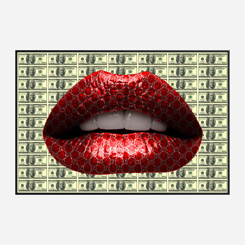 Gucci Dollars Red Lips Wall Art
