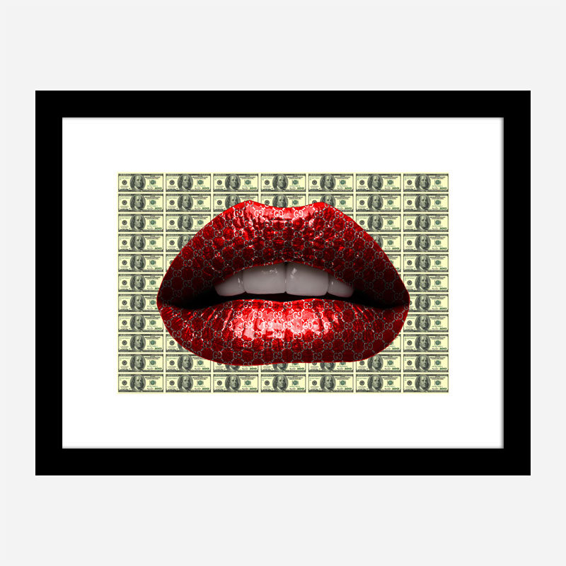 Gucci Dollars Red Lips Wall Art